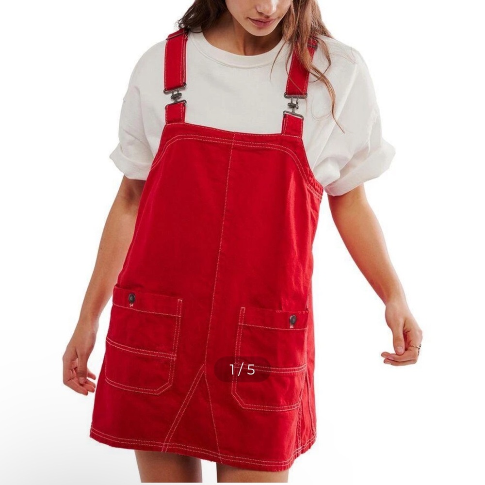 We The Free Vibrant Red overall dress